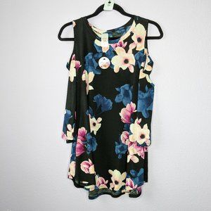 Floral Blouse with Shoulder Cutout, Lg